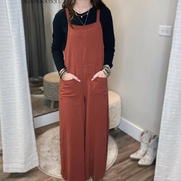 Easel Burnt Orange Adjustable Tie Overalls - Medium - Picture 1 of 4